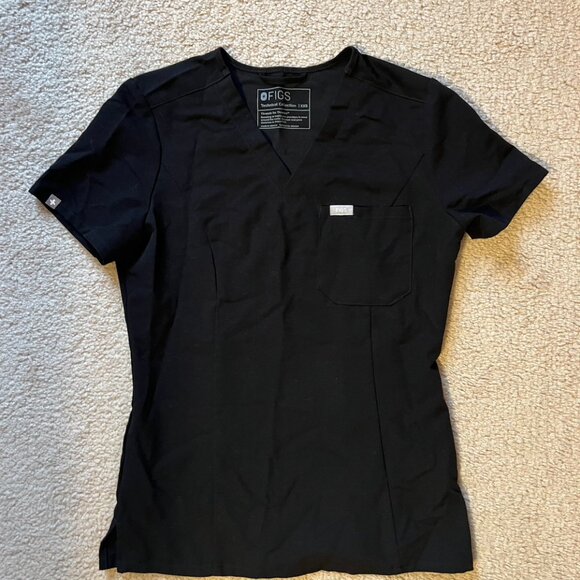 Figs Black Slim Catarina- One-Pocket Scrub Top - Picture 2 of 4